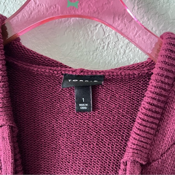 Torrid Lurex Sweater Mini Dress - Burgundy & Gold Size 1 - Picture 10 of 12